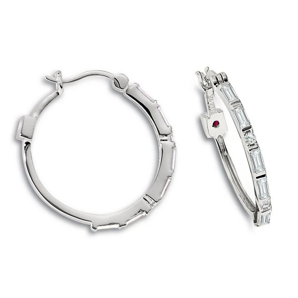 Boucles d'oreilles ELLE « Baguette Hoop » en argent sterling et oxyde de zirconium cubique