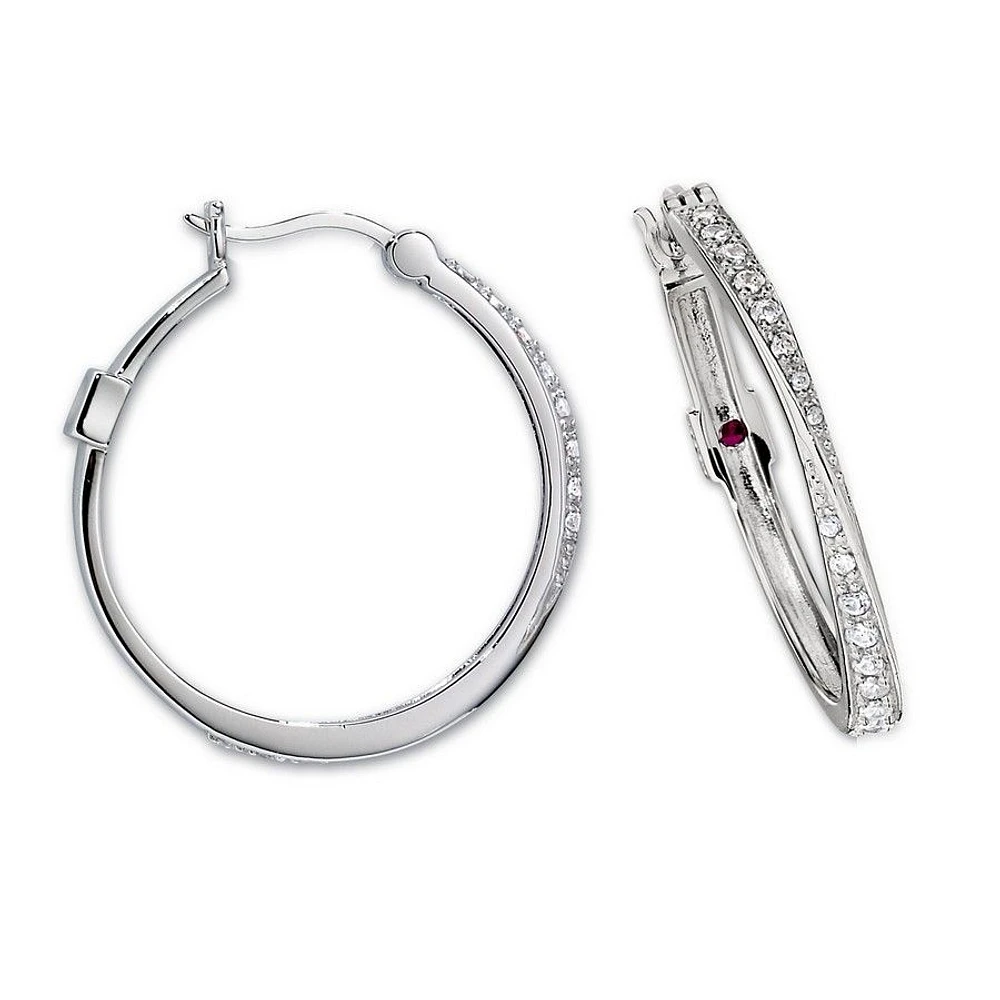 Boucles d'oreilles ELLE « Twisted Hoop » en argent sterling et oxyde de zirconium cubique 28 mm