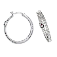 ELLE Sterling Silver & Cubic Zirconia 28mm Twisted Hoop Earrings