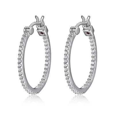 ELLE Sterling Silver & Cubic Zirconia 24x20mm In & Out Oval Hoop Earrings