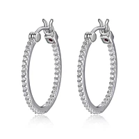 ELLE Sterling Silver & Cubic Zirconia 24x20mm In & Out Oval Hoop Earrings