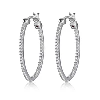 ELLE Sterling Silver & Cubic Zirconia 30x20mm In & Out Oval Hoop Earrings 