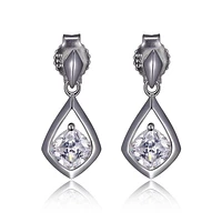 Boucles d'oreilles ELLE en argent sterling et oxyde de zirconium cubique taille coussin