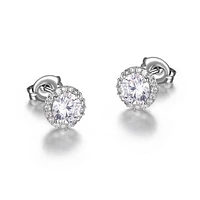 Boucles d'oreilles halo rond « Reign » en argent sterling et zircone cubique