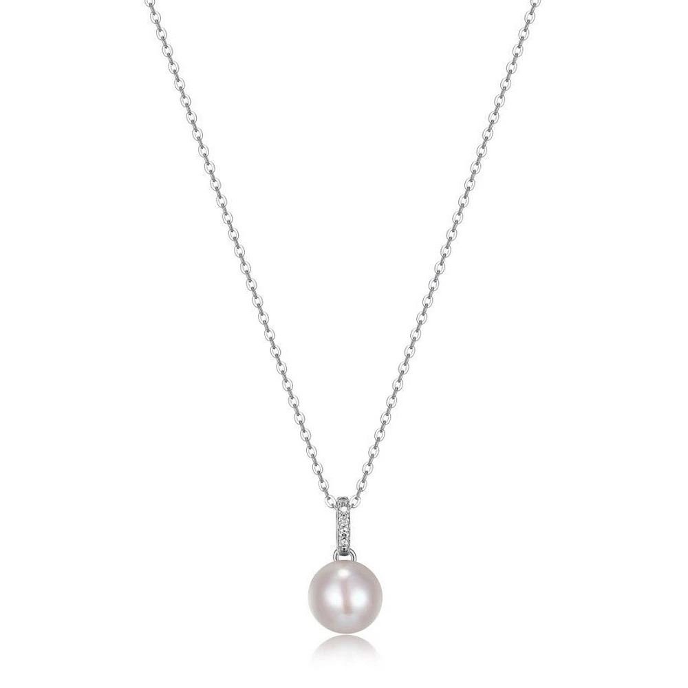 Collier « Reign » avec pendentif solitaire de perle véritable en argent sterling et zircone cubique