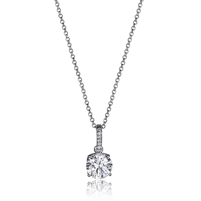 Reign Sterling Silver & Cubic Zirconia Round Solitaire Pendant Necklace 