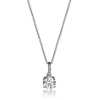 Reign Sterling Silver & Cubic Zirconia Round Solitaire Pendant Necklace 