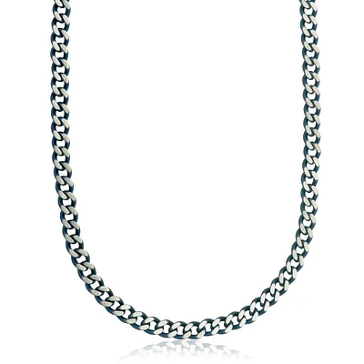 STEELX Stainless Steel 7.5mm Blue Plated Curb Chain Necklace 20"