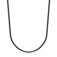 STEELX Stainless Steel 3.5mm Matte Black Plated Round Box Chain Necklace 24"