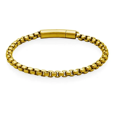 STEELX Stainless Steel Matte Gold Plated Round Box Chain Bracelet 8.5"