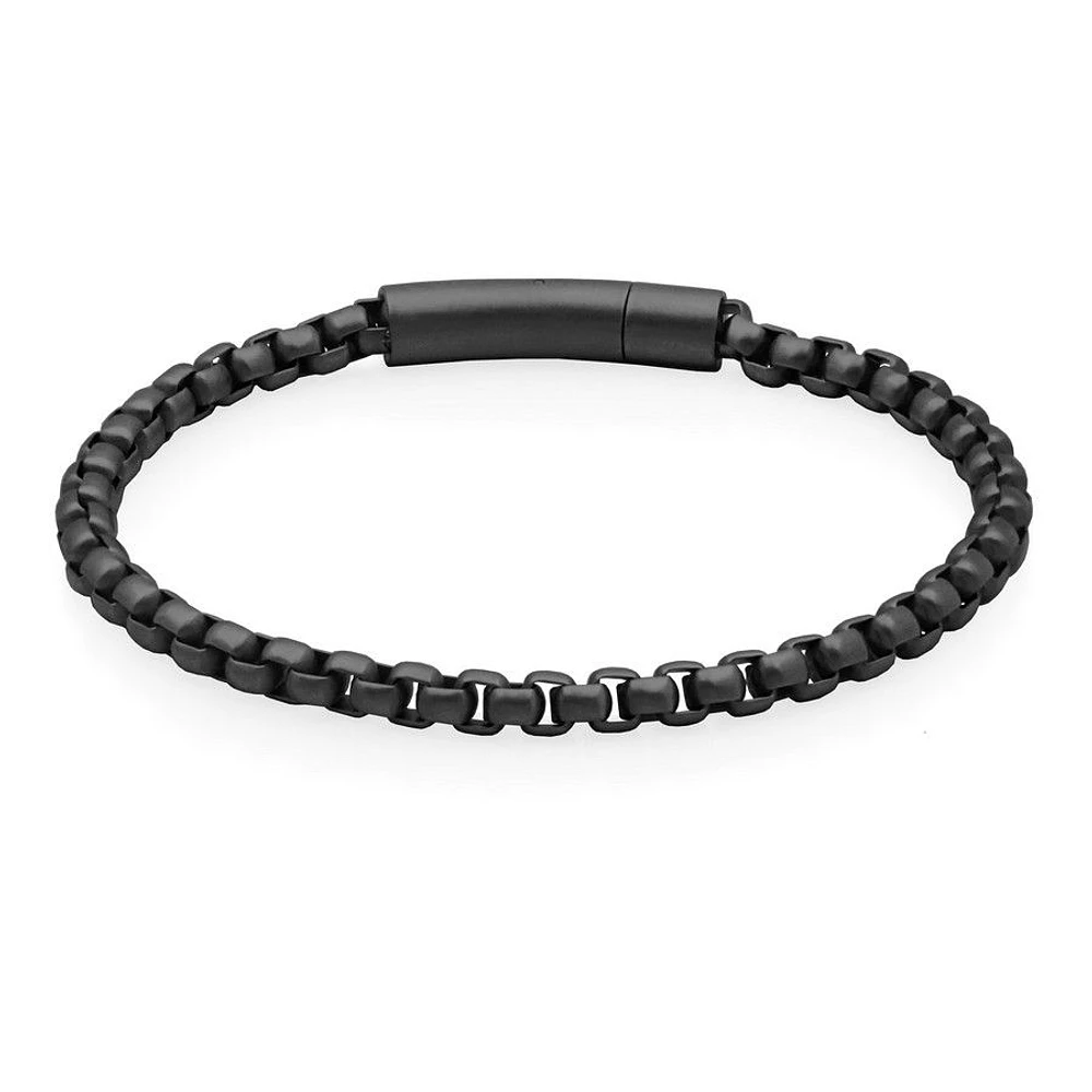 Bracelet « Steelx » en acier inoxydable 5 mm plaqué noir mat avec chaîne à maille vénitienne de 8,5 po