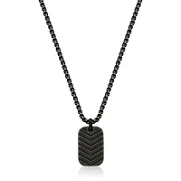 Collier « Steelx » en acier inoxydable avec plaque d'identité militaire et chaîne à maille vénitienne de 24 po