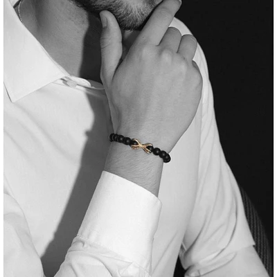 Bracelet onyx noir avec griffes or par Luenzo