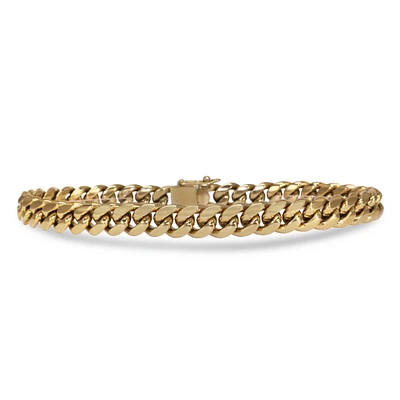 Luenzo 8mm Cuban Link Gold Plated Bracelet