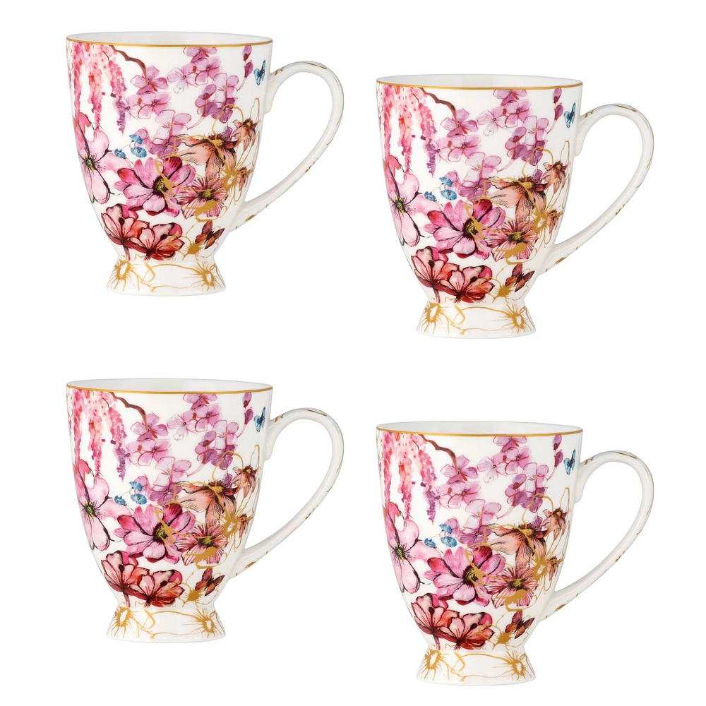 Maxwell & Williams Set of 4 Enchantment White Footed Mugs - 300ml