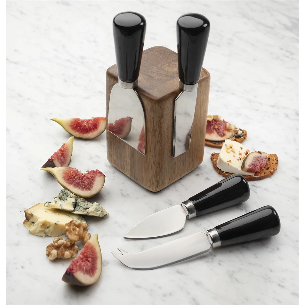 David Shaw Ceramic Cheese Knife Set with Block 