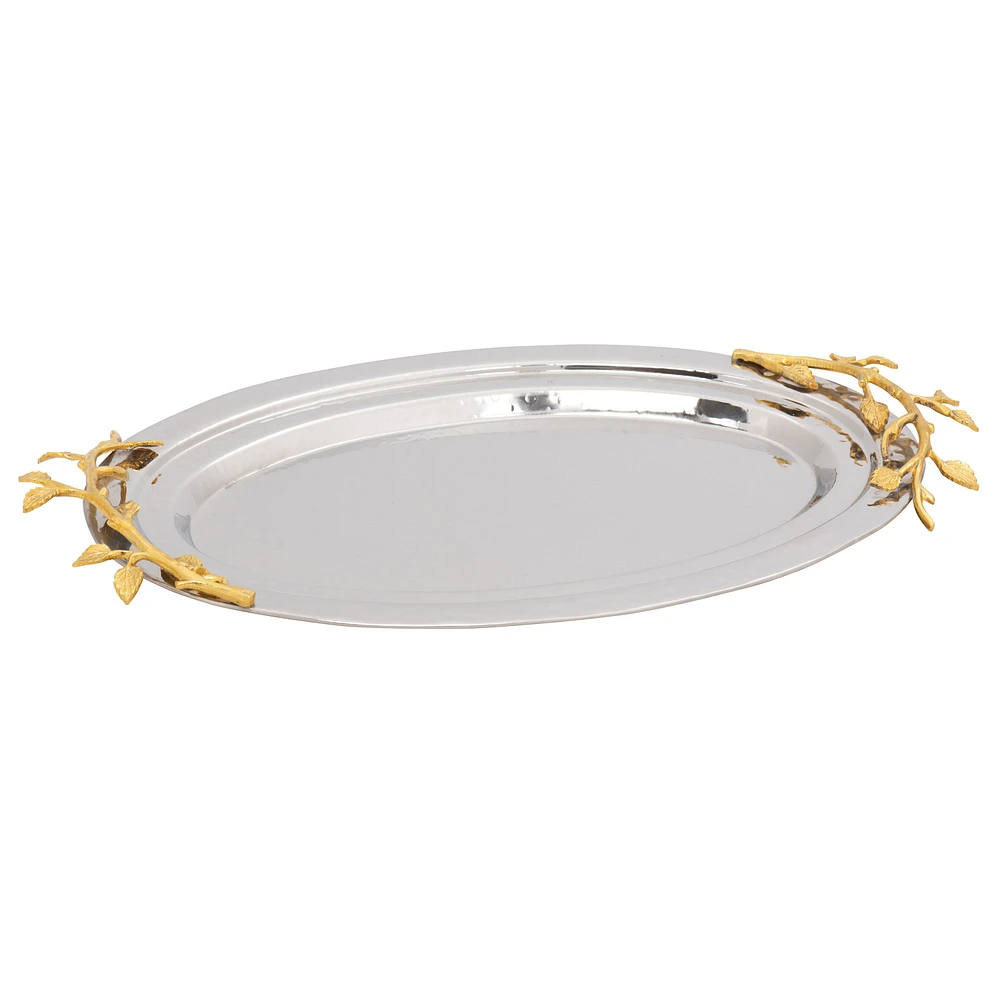 Elegance Gold Gilt Leaf Oval Tray