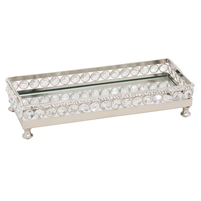 Elegance Sparkle Vanity Mirror Tray with Beaded Crystals