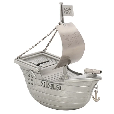 Elegance Pewter Pirate Ship Money Bank