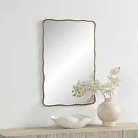 Basel 36" Tall Rectangular Irregular Mirror, Antique Brushed Brass