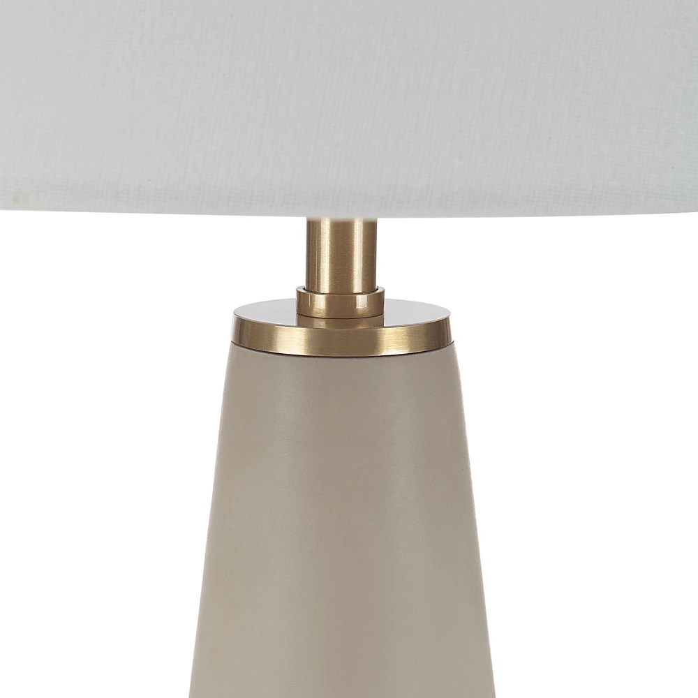 Tillburg 29" Tall Satin Brass Iron Table Lamp with Tapered Linen Shade