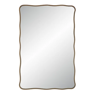 Basel 36" Tall Rectangular Irregular Mirror, Antique Brushed Brass