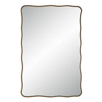 Basel 36" Tall Rectangular Irregular Mirror, Antique Brushed Brass