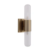 Chiara 15.75" Ribbed Clear 2-Light Wall Sconce