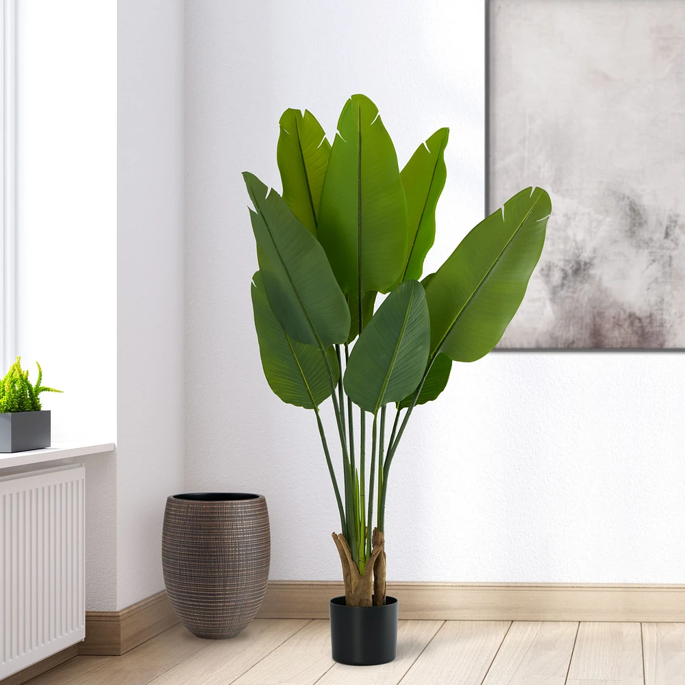 Faux Potted Banana Leaf Tree Plant