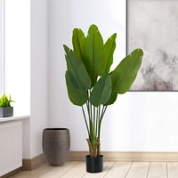 Faux Potted Banana Leaf Tree Plant