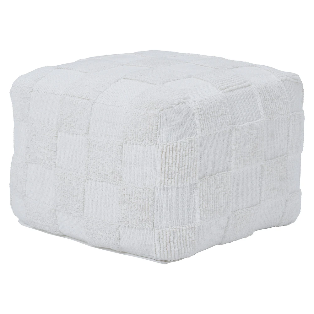 Pouf Payne tricoté en coton ivoire