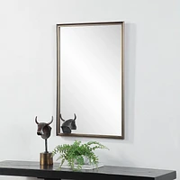 Sandcastle 36" Tall Rectangular Mirror, Antique Brushed Brass