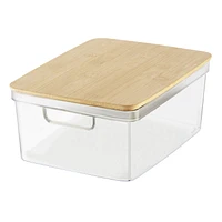 Bac de rangement Oggi avec couvercle en bambou - 10 x 8 x 4 po