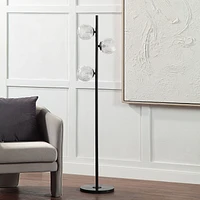 Khera 62" Tall Matte Black Floor Lamp with Globe Glass Shade