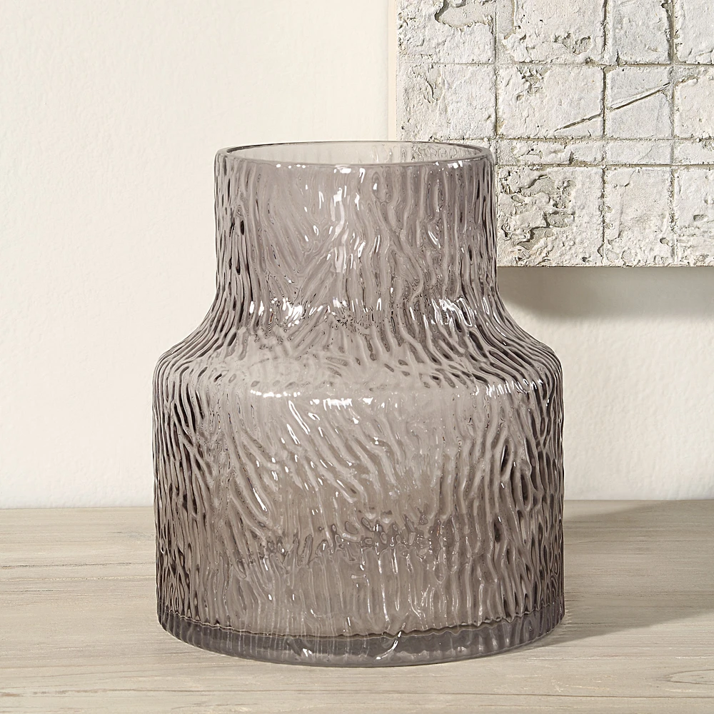 Vase « Hyacinth » en verre gris