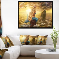 Sea Mermaid with Ghost Ship  Wall Art