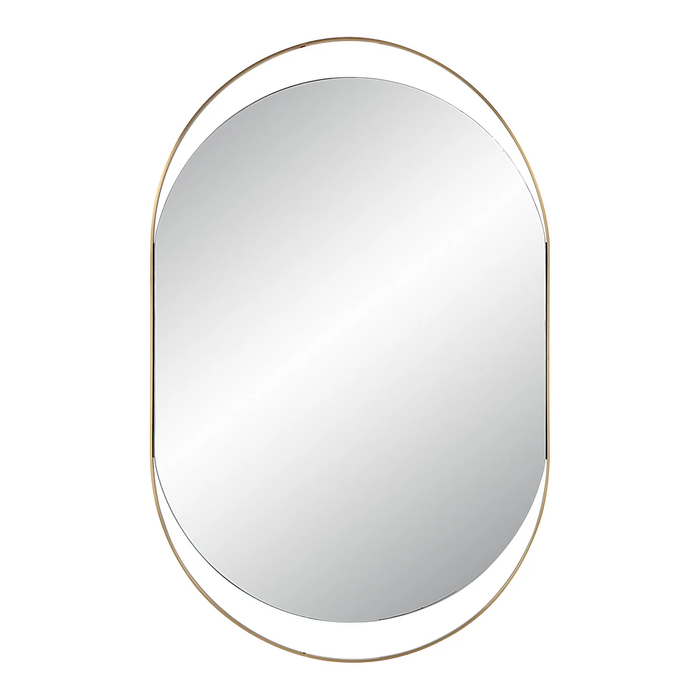 Miroir ovale Ecru en laiton satiné
