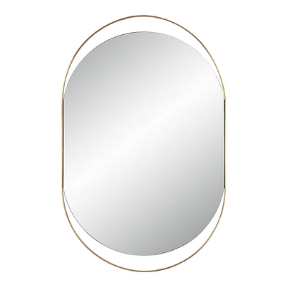 Miroir ovale Ecru en laiton satiné