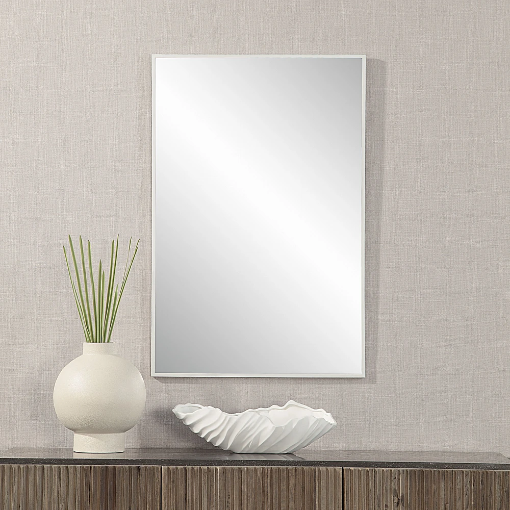 Orchid 35.5" Tall Rectangular Mirror, Matte White