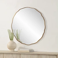 Bern 40" Tall Round Irregular Mirror, Antique Brushed Brass