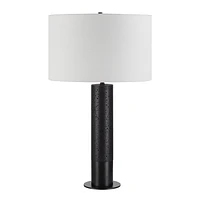 Kampen 28" Tall Matte Black Iron Table Lamp with Drum Linen Shade