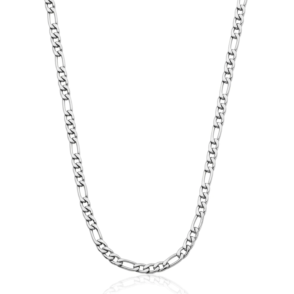 STEELX Stainless Steel 4.5mm Figaro Chain Necklace 24"