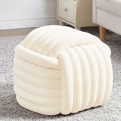 JESSICA Knot Ottoman - Ivory