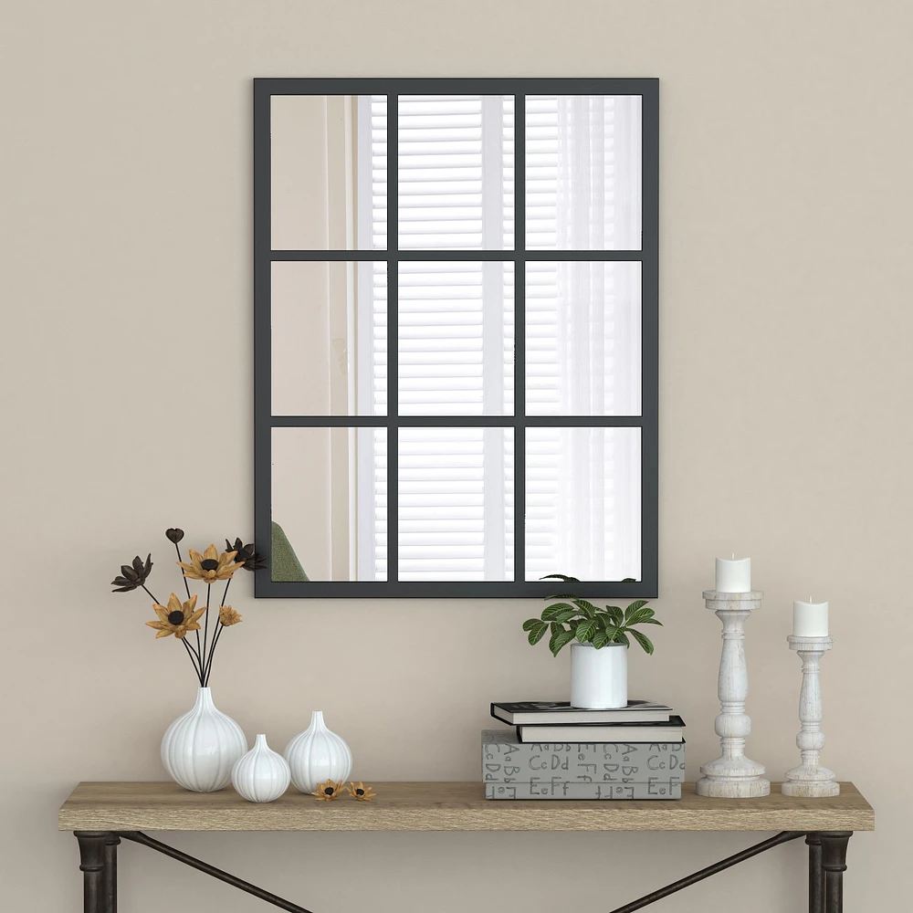 John Black Framed Window Pane Mirror