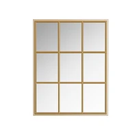 John Gold Framed Window Pane Mirror