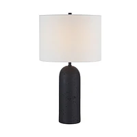 Augusta 25" Tall Black Resin Table Lamp with Drum Linen Shade (Set of 2)