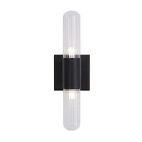 Cyla 15.75" Ribbed Clear 2-Light Wall Sconce