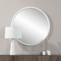 Miroir rond Porpoise blanc mat