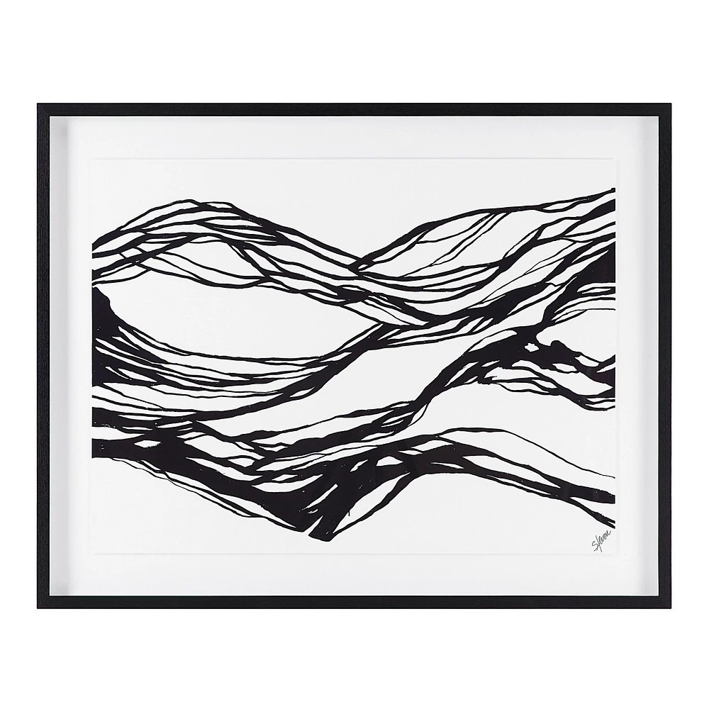 Mica 45" Wide Wall Art with Wood Frame, Painted Black