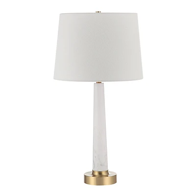 Kinsale 26" Tall Satin Brass Iron Table Lamp with Tapered Linen Shade